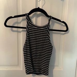 Blue and white striped tank top